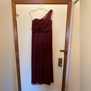 Burgundy 1-shoulder Dress